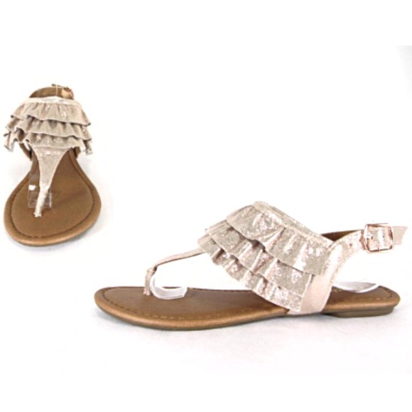 1 left! City Class Rose Gold ruffle thong SANDAL - Picture 2 of 4
